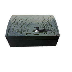 Hand-Painted Loon Trinket Box Signed